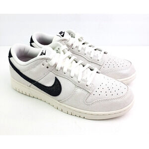Nike Dunk Low SE Glittery Suede Womens Size 11 White Black Sneaker Shoes